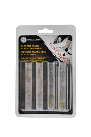 Manuscript Lettering Pencil Flat & Round Black Lead Refill Set