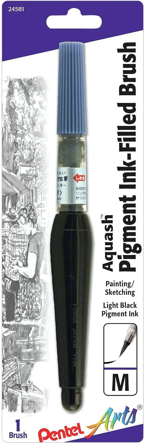 Pentel Aquash Pigment Ink Brush with Black Ink
