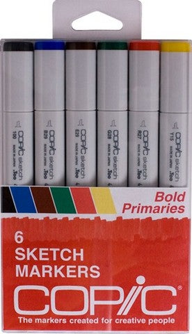 Copic Sketch Markers, Bold Primaries, Set of 6